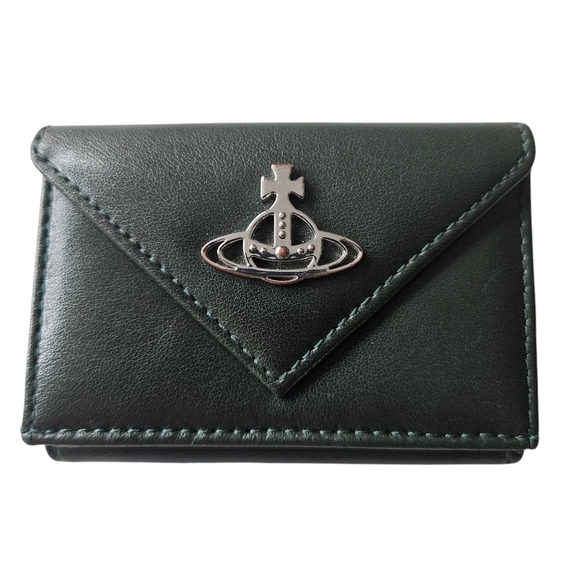Vivienne Westwood Handbags - Vivienne Westwood Dark Green Genuine Leather Trifold Wallet